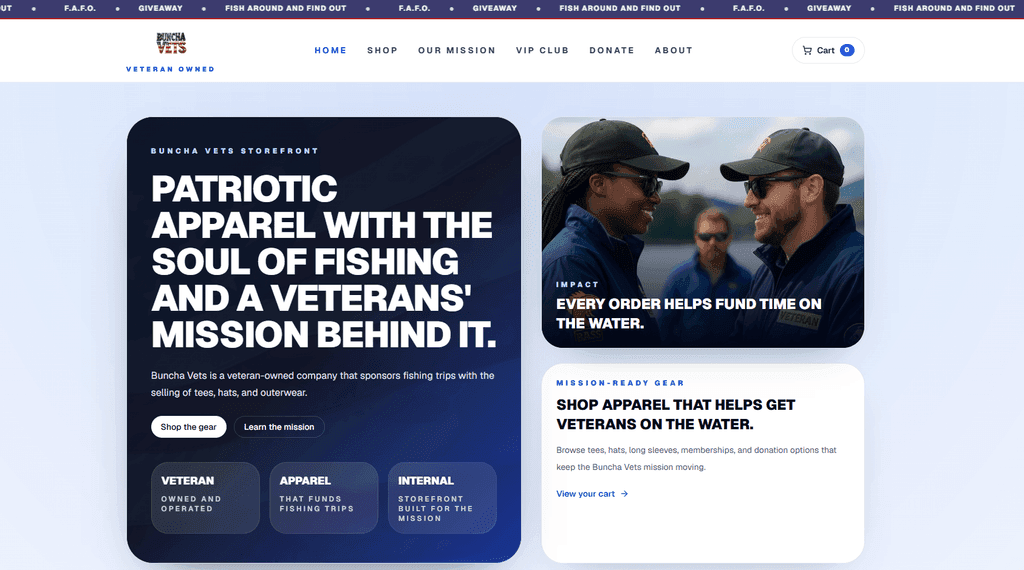 Buncha Vets website screenshot