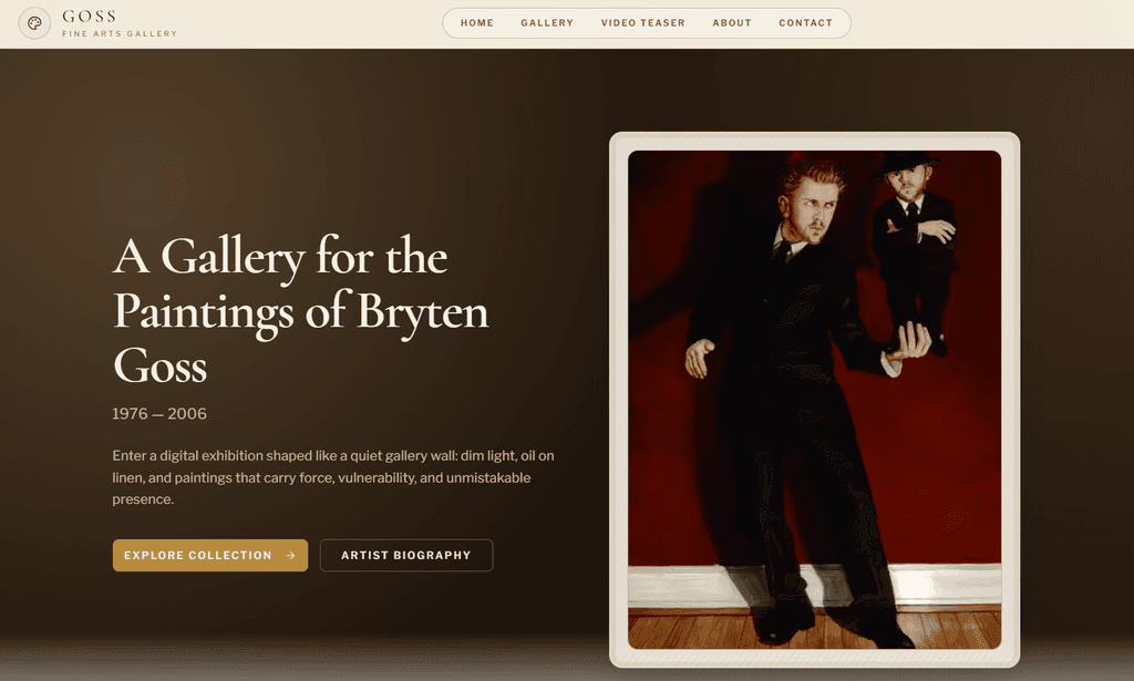 Goss Fine Arts website screenshot