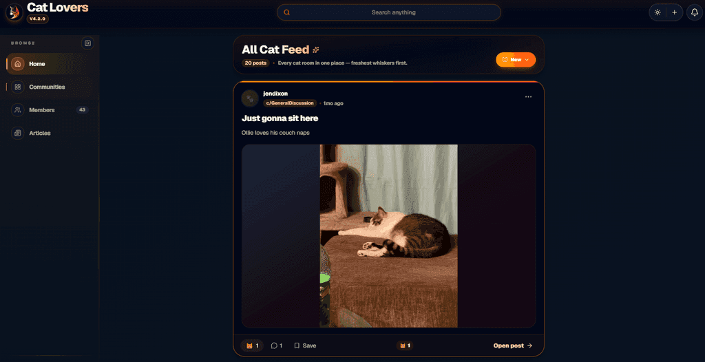 The Cat Lovers website screenshot